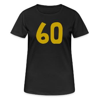 60. 60 ANS. 60e ANNIVERSAIRE. ANNIVERSAIRE 60 ANS. - T-shirt respirant Femme - noir - Devant - AI Model Female 172 light (172cm)