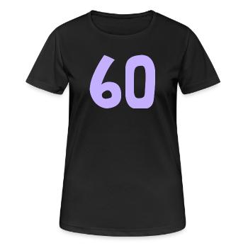 60. 60 ANS. 60e ANNIVERSAIRE. ANNIVERSAIRE 60 ANS. - T-shirt respirant Femme - noir - Devant - AI Model Female 172 light (172cm)