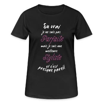 je suis la meilleure Styliste - T-shirt respirant Femme - noir - Devant - AI Model Female 172 light (172cm)