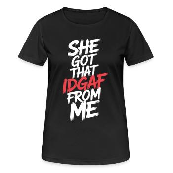 Elle a obtenu cet IDGAF de MOI - T-shirt respirant Femme - noir - Devant - AI Model Female 172 light (172cm)