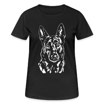 Holländischer Schäferhund Portrait Herder Wilsigns - Frauen T-Shirt atmungsaktiv - Schwarz - Vorne - AI Model Female 172 light (172cm)