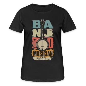 Banjo Vintage Banjo Banjo Musique country, - T-shirt respirant Femme - noir - Devant - AI Model Female 172 light (172cm)