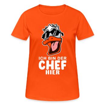 Chef Spruch Anführer Ente Motiv - Frauen T-Shirt atmungsaktiv - Neonorange - Vorne - AI Model Female 172 dark (172cm)