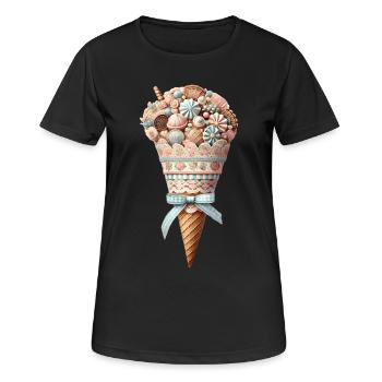 Un cornet de glace rempli de délices sucrés - T-shirt respirant Femme - noir - Devant - AI Model Female 172 light (172cm)