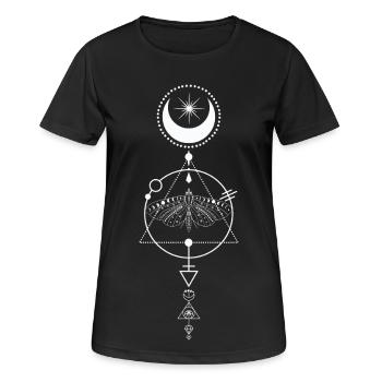 Glyphe d’alchimie de papillon de nuit céleste - T-shirt respirant Femme - noir - Devant - AI Model Female 172 light (172cm)