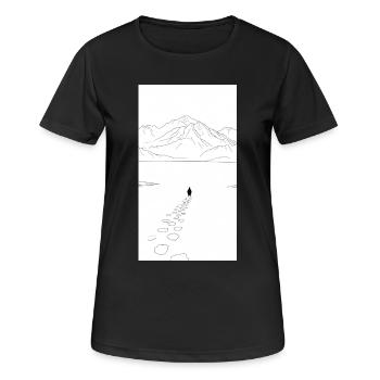 Einsamer Spaziergang in die Berge - Frauen T-Shirt atmungsaktiv - Schwarz - Vorne - AI Model Female 172 light (172cm)