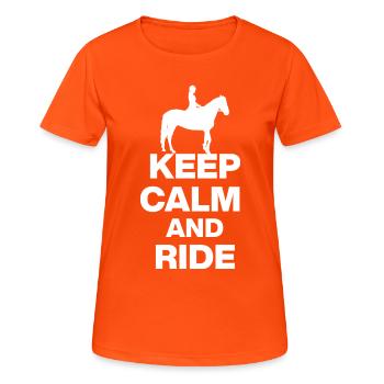 RESTE CALME ET CHEVAUCHE, GALOP SAUVAGE ! CHEVAUX 🏇 DE MONTÉE - T-shirt respirant Femme - orange néon - Devant - AI Model Female 172 dark (172cm)