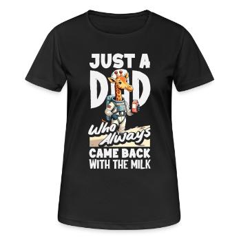 Papa est revenu avec du lait. Astronaute. - T-shirt respirant Femme - noir - Devant - AI Model Female 172 light (172cm)