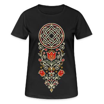 Ornement populaire de Łada - T-shirt respirant Femme - noir - Devant - AI Model Female 172 light (172cm)
