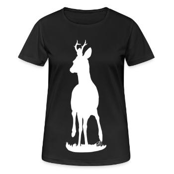 stolzer Rehbock (weiß) - Frauen T-Shirt atmungsaktiv - Schwarz - Vorne - AI Model Female 172 light (172cm)