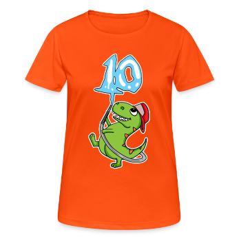10th Birthday Dinosaur - Women's Breathable T-Shirt - neon orange - Front - AI Model Female 172 dark (172cm)