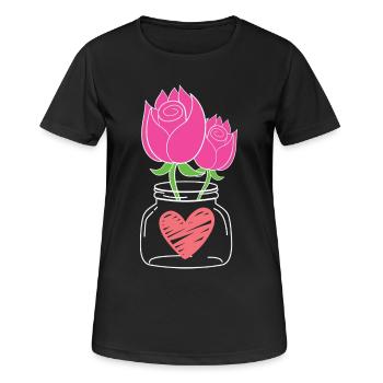 Étreindre des roses en pot Mason imprimer - T-shirt respirant Femme - noir - Devant - AI Model Female 172 light (172cm)