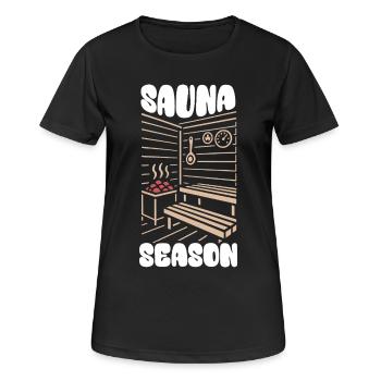 Saison du sauna - Sauna - Dicton - T-shirt respirant Femme - noir - Devant - AI Model Female 172 light (172cm)
