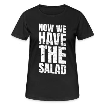 MAINTENANT, NOUS AVONS LA SALADE - T-shirt respirant Femme - noir - Devant - AI Model Female 172 light (172cm)