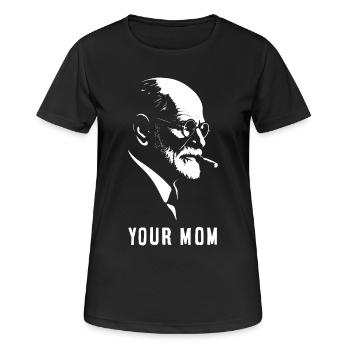 Portrait en noir et blanc de Sigmund Freud avec la flûte - T-shirt respirant Femme - noir - Devant - AI Model Female 172 light (172cm)