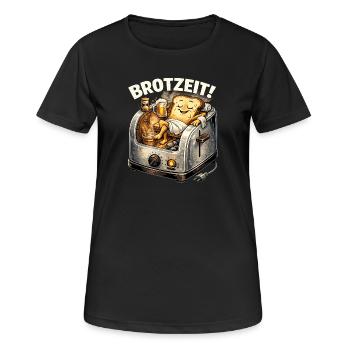 Brotzeit! Lustiges Toast Humor Shirt - Frauen T-Shirt atmungsaktiv - Schwarz - Vorne - AI Model Female 172 light (172cm)