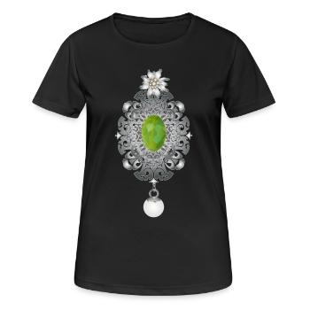 Costumes intemporels émeraude avec perle - T-shirt respirant Femme - noir - Devant - AI Model Female 172 light (172cm)