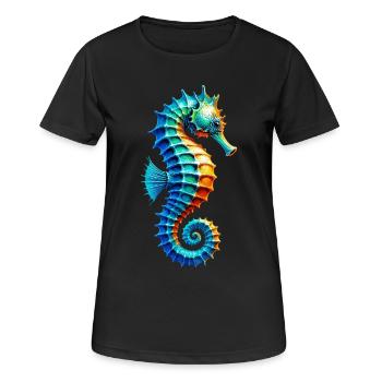 Seepferdchen - Frauen T-Shirt atmungsaktiv - Schwarz - Vorne - AI Model Female 172 light (172cm)