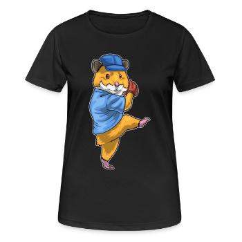Hamster Baseball Gant de Baseball - T-shirt respirant Femme - noir - Devant - AI Model Female 172 light (172cm)
