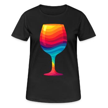 Buntes Weinglas - Frauen T-Shirt atmungsaktiv - Schwarz - Vorne - AI Model Female 172 light (172cm)