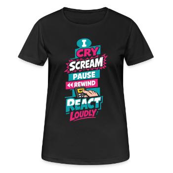 Anime Fangirl Screams Anime Reaction - Women's Breathable T-Shirt - black - Front - AI Model Female 172 light (172cm)