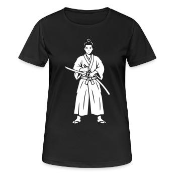 Katana de concentration de Iaido du Samouraï - T-shirt respirant Femme - noir - Devant - AI Model Female 172 light (172cm)