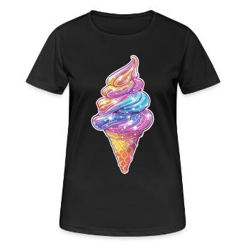Regenbogen Softeis - Frauen T-Shirt atmungsaktiv - Schwarz - Vorne - AI Model Female 172 light (172cm)