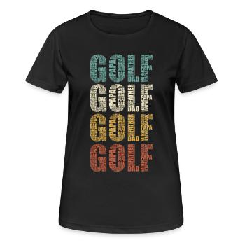 Golf Dad Father Papa Daddy Vintage Golfer Gift - Women's Breathable T-Shirt - black - Front - AI Model Female 172 light (172cm)