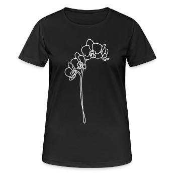 Orchideenlinien in Weiß - Frauen T-Shirt atmungsaktiv - Schwarz - Vorne - AI Model Female 172 light (172cm)