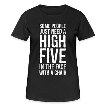 Manche Leute brauchen ein High Five Sarkastisch - Frauen T-Shirt atmungsaktiv - Schwarz - Vorne - AI Model Female 172 light (172cm)