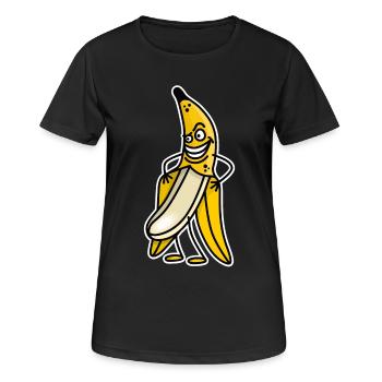 Lustiger Bananenblitz-Stripper-Streaker-Cartoon - Frauen T-Shirt atmungsaktiv - Schwarz - Vorne - AI Model Female 172 light (172cm)