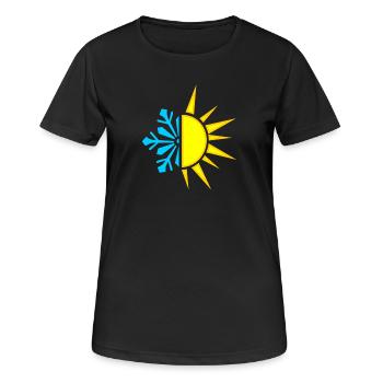 Logo d’isolation froid chaleur neige soleil - T-shirt respirant Femme - noir - Devant - AI Model Female 172 light (172cm)