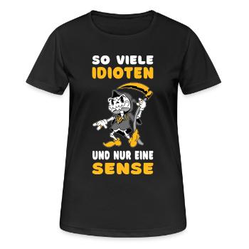 So viele Idioten und nur eine Sense - Frauen T-Shirt atmungsaktiv - Schwarz - Vorne - AI Model Female 172 light (172cm)