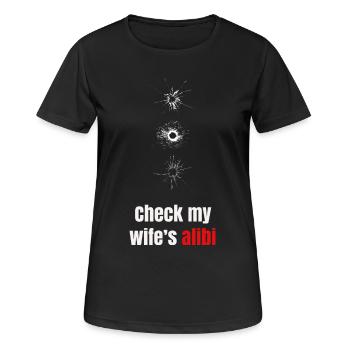 Alibi Noir Bullet Burst - Frauen T-Shirt atmungsaktiv - Schwarz - Vorne - AI Model Female 172 light (172cm)