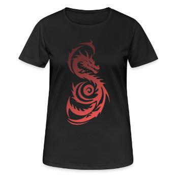 Roter Tribal Fantasy Drache - Frauen T-Shirt atmungsaktiv - Schwarz - Vorne - AI Model Female 172 light (172cm)