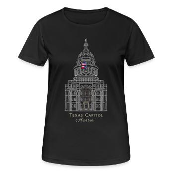Austin, drawing Texas Capitol, USA - Women's Breathable T-Shirt - black - Front - AI Model Female 172 light (172cm)
