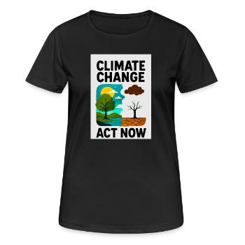 Klimawandel jetzt - Frauen T-Shirt atmungsaktiv - Schwarz - Vorne - AI Model Female 172 light (172cm)