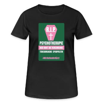 PSYCHO_04 - Frauen T-Shirt atmungsaktiv - Schwarz - Vorne - AI Model Female 172 light (172cm)