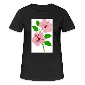 Hibiskus - Frauen T-Shirt atmungsaktiv - Schwarz - Vorne - AI Model Female 172 light (172cm)