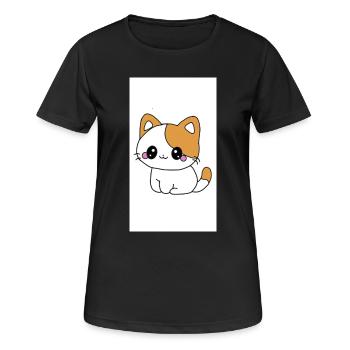 Chaton kawaï  - T-shirt respirant Femme - noir - Devant - AI Model Female 172 light (172cm)