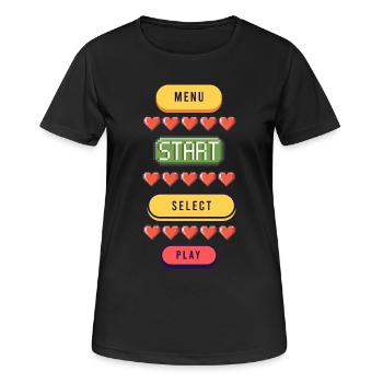 Menu Démarrer Sélectionner Jouer - T-Shirt Gaming - T-shirt respirant Femme - noir - Devant - AI Model Female 172 light (172cm)
