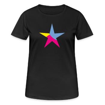 ETOILE. ETOILES. STAR. FÊTE. ANNIVERSAIRE. NOËL - T-shirt respirant Femme - noir - Devant - AI Model Female 172 light (172cm)