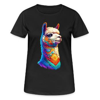Alpaka - Frauen T-Shirt atmungsaktiv - Schwarz - Vorne - AI Model Female 172 light (172cm)