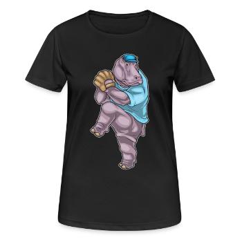 Hippopotamus Gant de baseball - T-shirt respirant Femme - noir - Devant - AI Model Female 172 light (172cm)