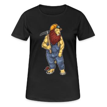 Löwe Bergarbeiter Spitzhacke Bergbau - Frauen T-Shirt atmungsaktiv - Schwarz - Vorne - AI Model Female 172 light (172cm)