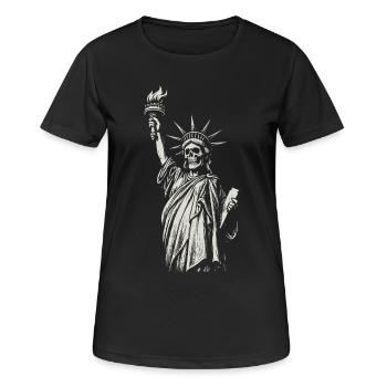 Illustration de la Torche du Crâne de la Statue de la Liberté - T-shirt respirant Femme - noir - Devant - AI Model Female 172 light (172cm)