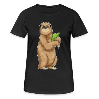 Faultier Sekretärin Ordner Büro - Frauen T-Shirt atmungsaktiv - Schwarz - Vorne - AI Model Female 172 light (172cm)