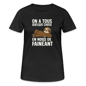 Ein bisschen Faulheit steckt in uns allen. - Frauen T-Shirt atmungsaktiv - Schwarz - Vorne - AI Model Female 172 light (172cm)