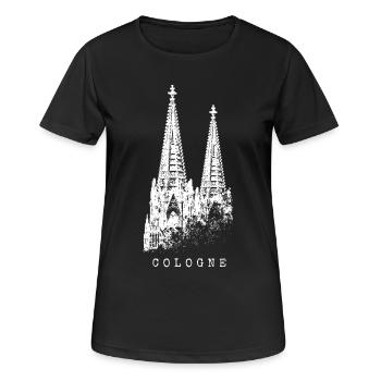 Cologne Cathedral Cologne Vintage Silhouette Cologne Skyline - Women's Breathable T-Shirt - black - Front - AI Model Female 172 light (172cm)