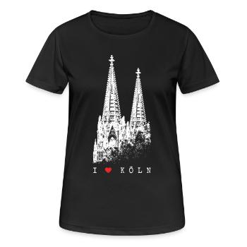 J’adore Cologne Cologne Skyline Cathédrale de Cologne Silhouette - T-shirt respirant Femme - noir - Devant - AI Model Female 172 light (172cm)